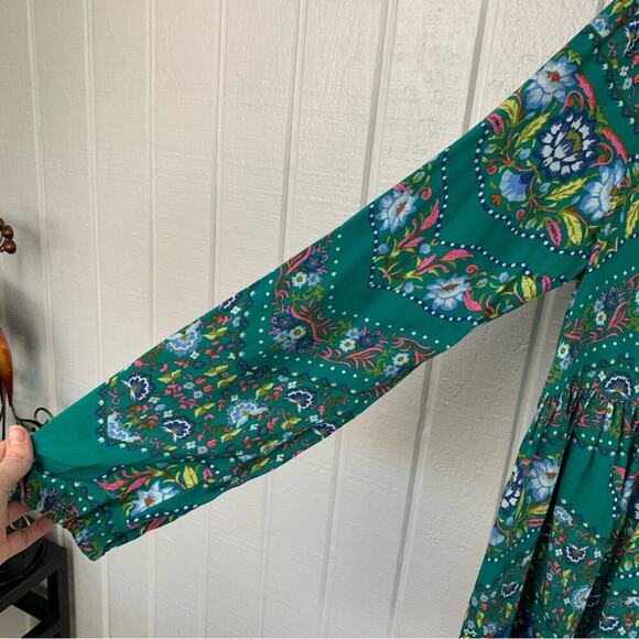 Matilda Jane Women Long Sleeve Babydoll Blouse Top Boho Holiday Green Medium - Picture 2 of 7